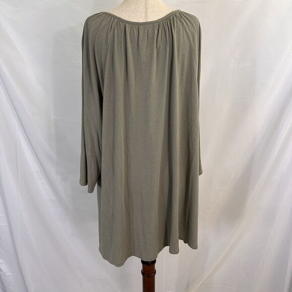 NWT J. Jill Womens 2X Plus Tunic Top Embroidered Olive Blue Boho Hippie - Picture 7 of 9